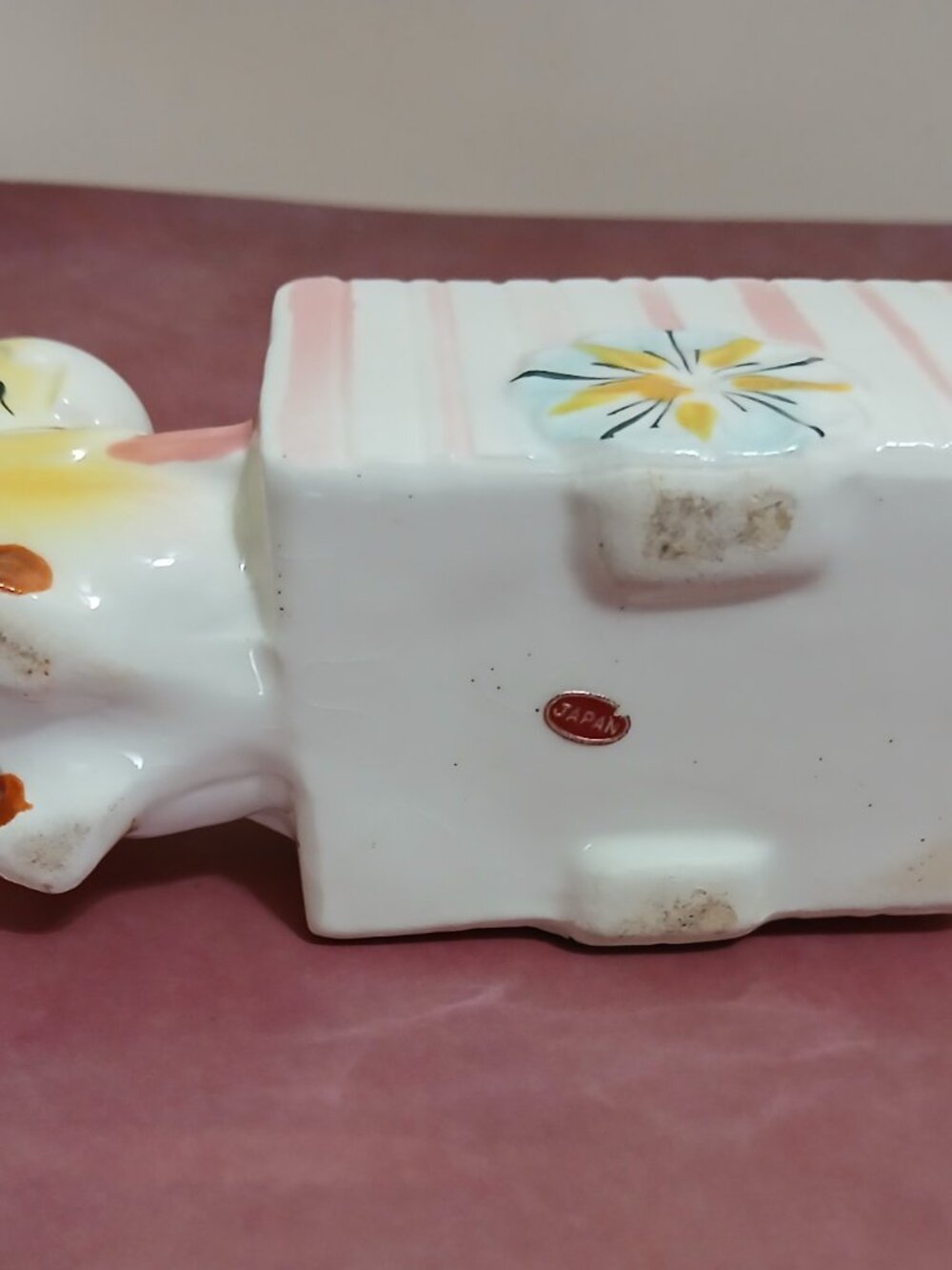 Mid-Century Planter/Trinket Dish-Duck Pulling a Wagon-Pastel Colors - Picture 7 of 7